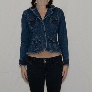 Y2k cropped denim jacket with embroidery size medium AMI